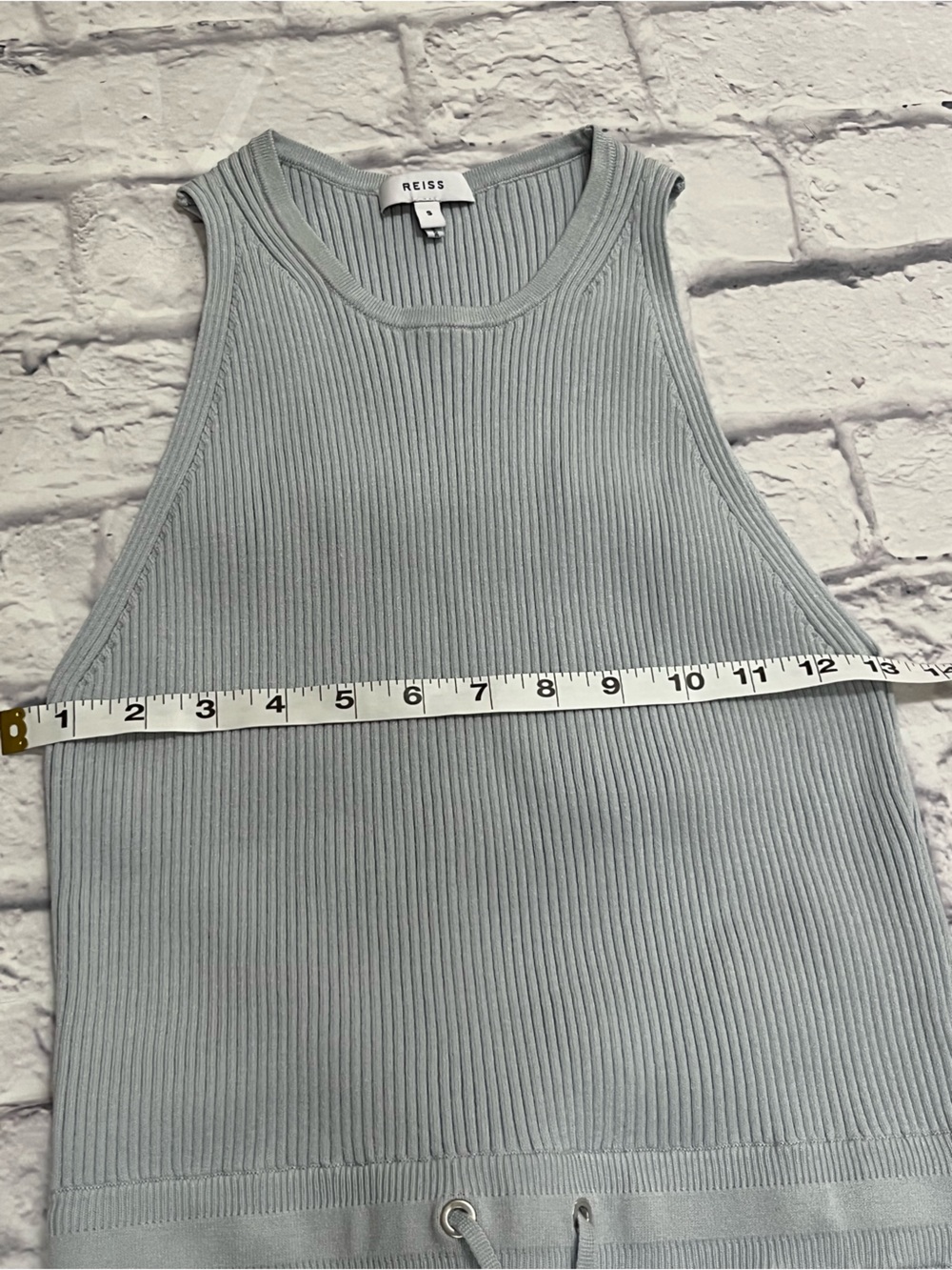 Reiss Soft slate Blue smooth stretch Ribbed Midi Dress Elegant Minimalist Resort - Picture 6 of 9